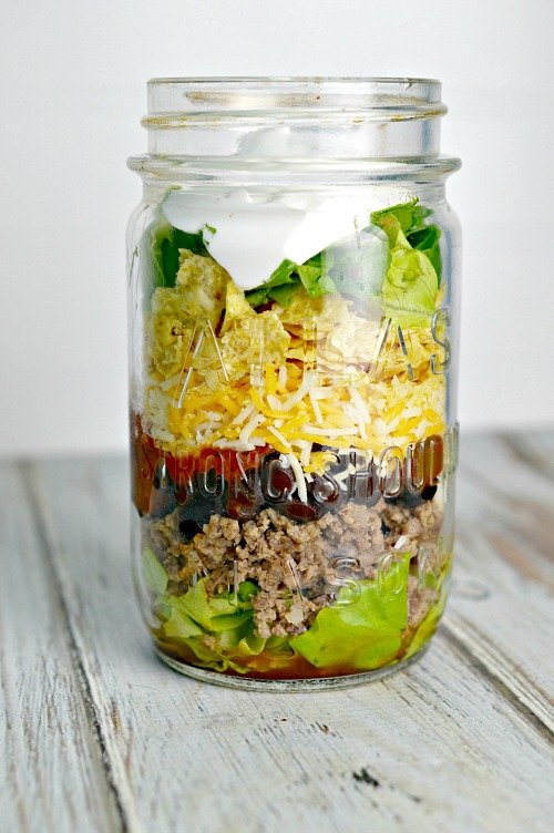 Healthy Taco Salad Recipe in a Mason Jar