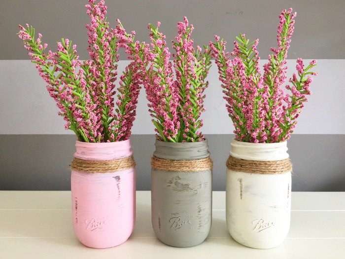 pink Mason jar centerpieces for weddings