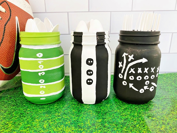 DIY Mason jar crafts football centerpieces