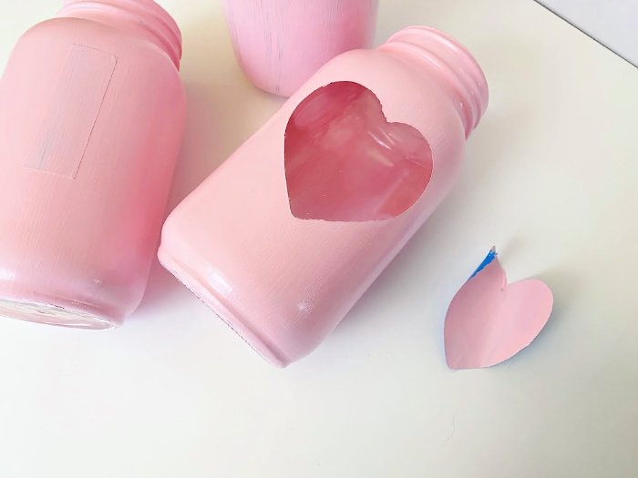 peel stickers off DIY Valentine gifts