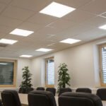 How can LED ceiling panels reduce eye strain and improve workplace productivity