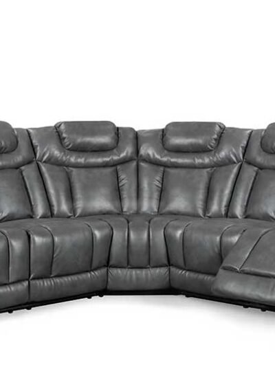 Faux Toledo 2C2 Manual Leather Recliner Corner Sofa Grey with Cup Holders and Console